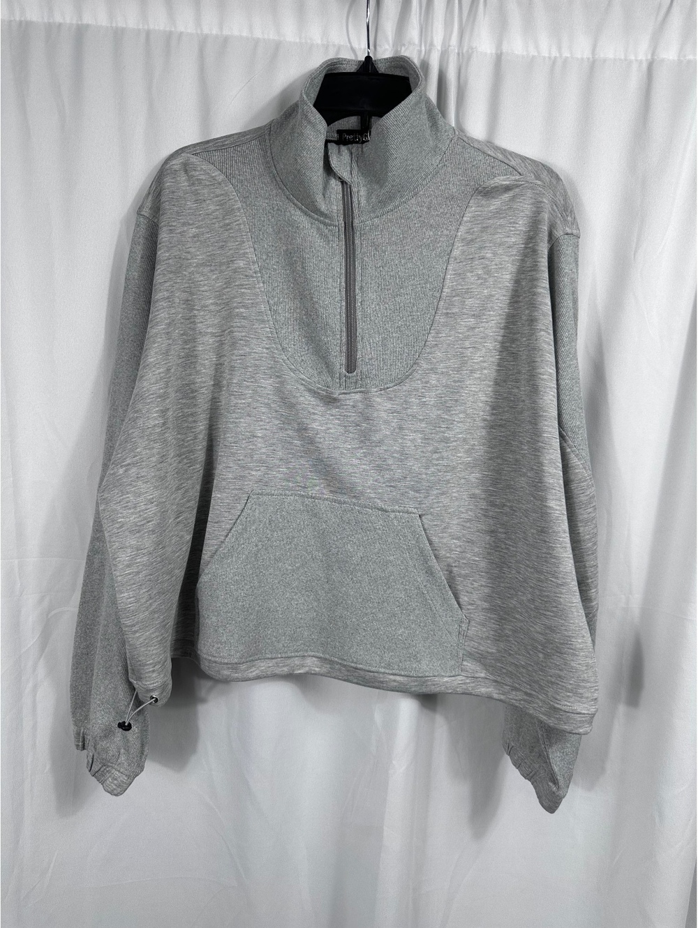 PrettyGuide Women's Retro Modern Gray Half-Zip Pullover Sweatshirt XL